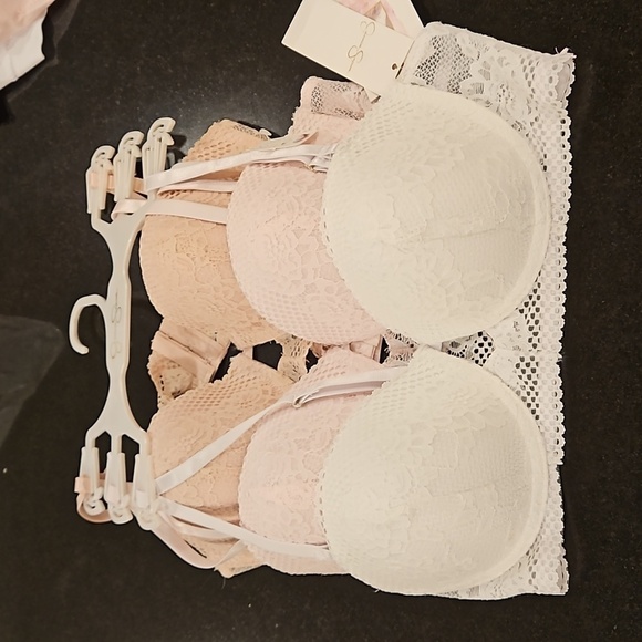 💕JESSICA SIMPSON💕 Padded Push Up Balconette Bras 3 Pk Pink White Nude 36C NWT - Picture 4 of 16